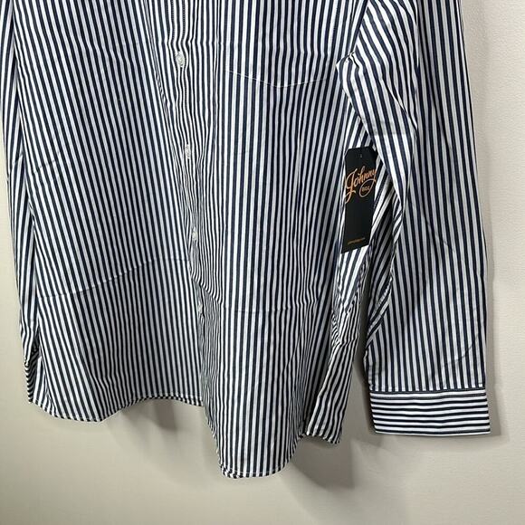 Johnny Bigg Men's Size 2XL Navy White Henshall Striped Button Down Shirt - Picture 3 of 6